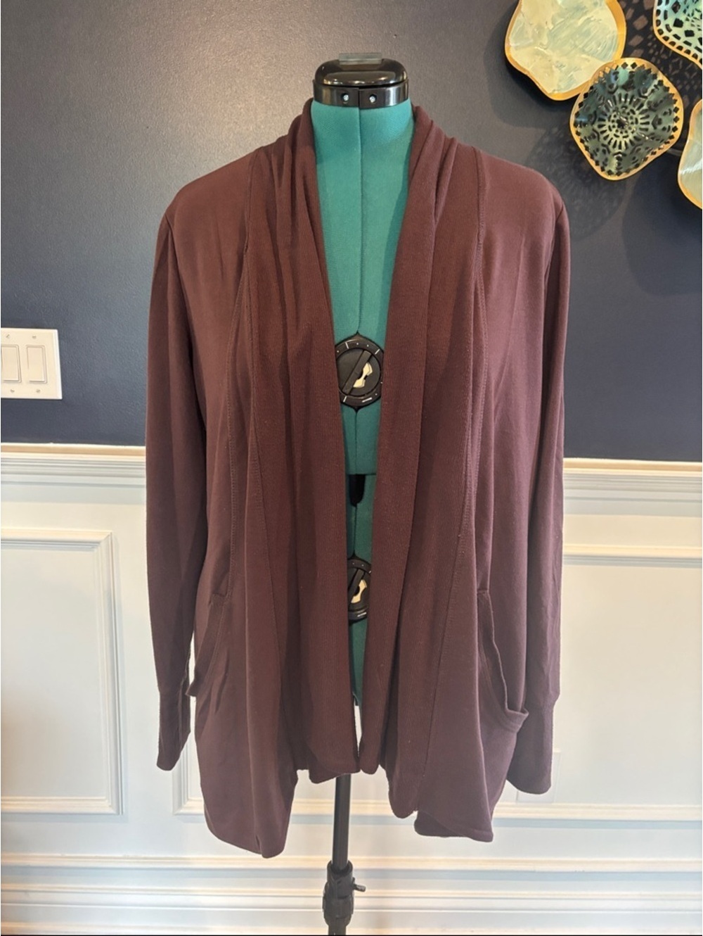 Open-Front Women's Cardigan in Dark Purple Women's XL/1X